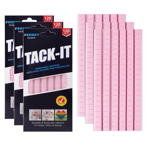 Feosky Adhesive Putty | Reusable Sticky Tack for Wall Art, Crafts & Decorations - Pink, Pack of 3