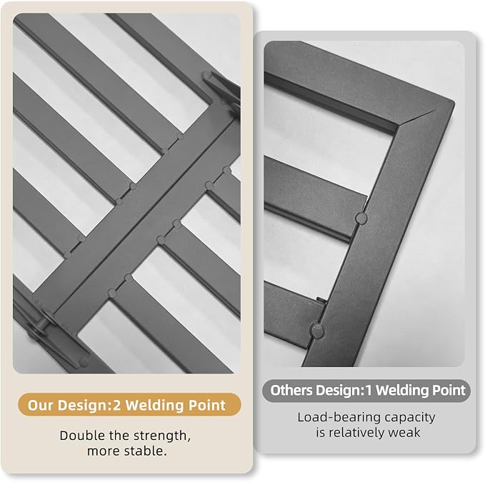 Plant Stand Indoor Outdoor, Foldable Metal Plant Shelf for Multiple Pots, Mid Century Slatted Bench for Patio Garden, Heavy Duty Capacity 330 lbs 2 Pack Grey