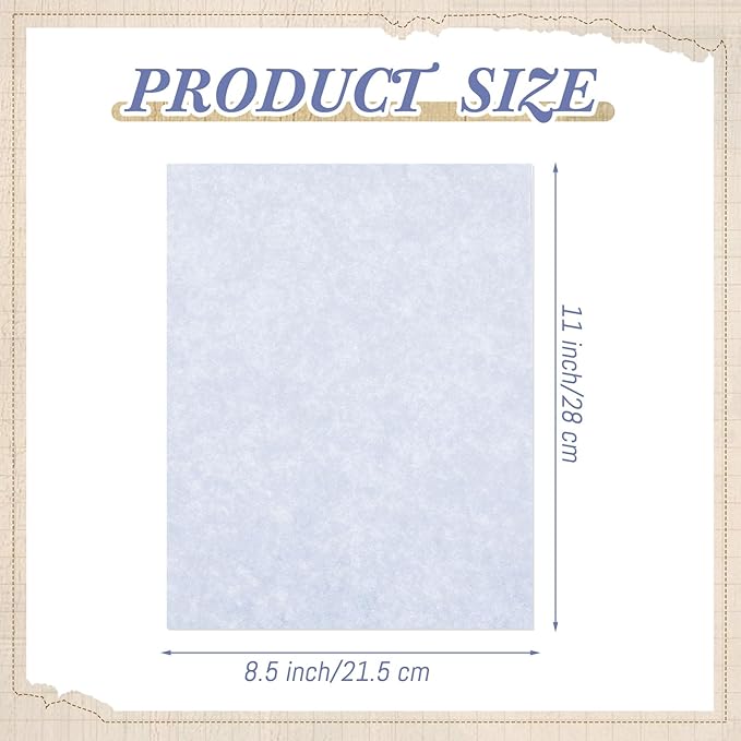 Epakh 300 Pcs Old Age Parchment Paper 8.5 x 11 Inch Standard Letter Vintage Colored Old Parchment Double Side Printing Paper (Blue)