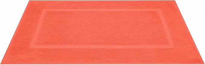 Cotton Paradise 100% Cotton Turkish Bathmat Set, Soft Absorbent Quick Dry, 2 Piece 20x34 Bathmat Floor Set, Coral