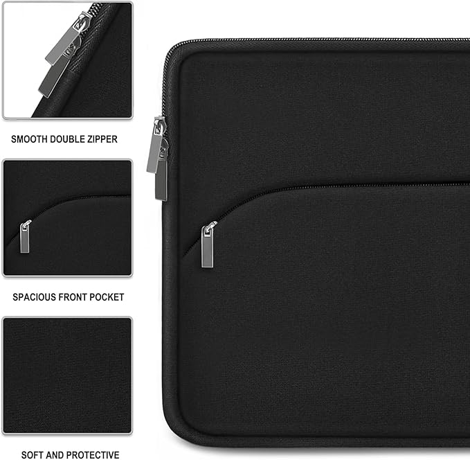 Laptop Sleeve 15 inch, Portable Monitor Protective Cover with Front Pocket, Laptop Case for 2023 MacBook Air 15 inch M2 A2941/Pro A1990 A1707, Computer Bag for HP ASUS Dell Acer Lenovo, Black