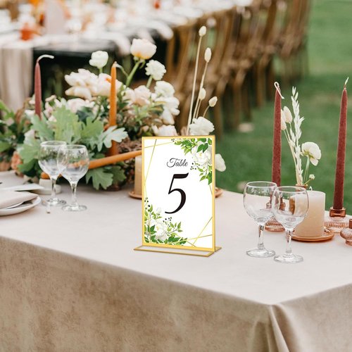 Gold Acrylic Sign Holders by [Brand Name] - 8 Pack | Double-Sided 8.5x11 Inch Table Display Frames for Weddings & Events