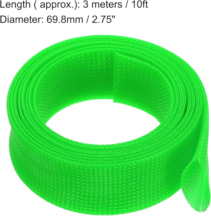 uxcell Expandable Sleeving,2 3/4-inch 10ft Cable Sleeve, Green