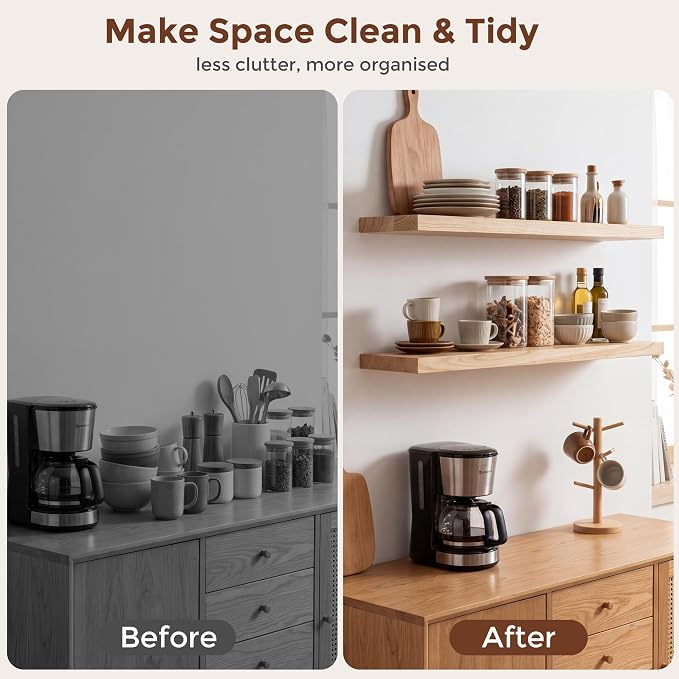 fuqing 40 Inch Floating Shelves | 6.7 Inch Deep Natural Wood Shelves Set of 2 | 40''W x 6.7''D x 1.4''H Natural Wood Floating Shelves for Living Room Bathroom Bedroom Kitchen Home Office