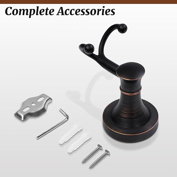 Oil Rubbed Bronze Bathroom Towel Hook, Bronze Bathroom Robe Hook, Heavy Duty Double Towel Hooks Bath Farmhouse Coat Clothes Hook Wall Mounted Rustic for Kitchen Washroom