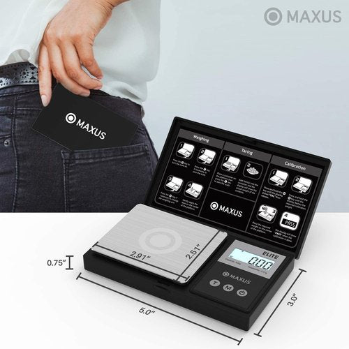 MAXUS Digital Pocket Gram Scale - High Precision 500g x 0.01g | Ideal for Food, Jewelry & Grains with LCD Display