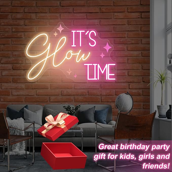 It's Glow Time Neon Sign For Wall Art Decor, Botox Neon Light, Aesthetic Cowgirls Wall Decor, Beauty Salon, Hair Salon Nails Wax Lash Beauty Decoration Wall Neon Sign Aesthetic, Celebrate Party