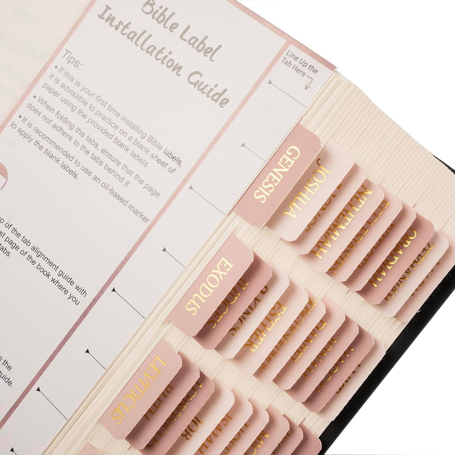 **Lumintutu Bible Tabs - Gold Foil Large Print, 90 Tabs for Easy Study | Perfect Christian Gift (Pink)**
