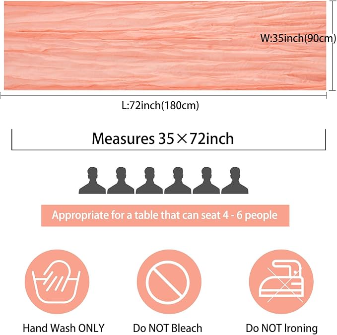 12 Pack Cheesecloth Table Runner 35x72 Inch Boho Gauze Table Runner Rustic Cheese Cloth Long Romantic Table Runners for Wedding Bridal Shower Birthday Party Table Decor (Peach Coral)