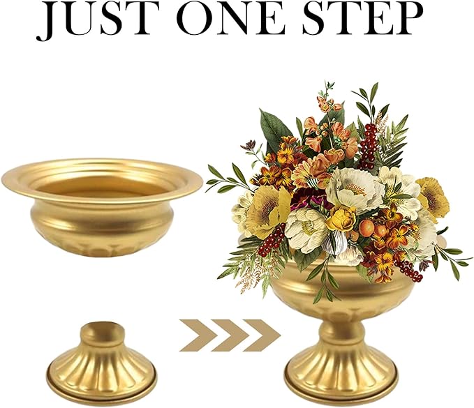 Metal Vases for Table Centerpieces 10 Pcs 4.7 Inch Gold Vases Golden Compote Pedestal Vase,Gold Vases for Centerpieces Flower Holders Center Pieces for Weddings Party Anniversary Decorations
