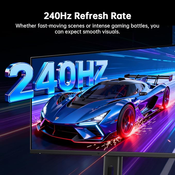 KTC 24.5 Inch 240Hz Gaming Monitor, FHD 1080p Fast IPS Computer Monitor, 1ms with Adaptive-Sync, HDR400, HDMI x2, DPx1, VESA Mount, Tilt/Pivot/Height Adjustment, H25T7-3