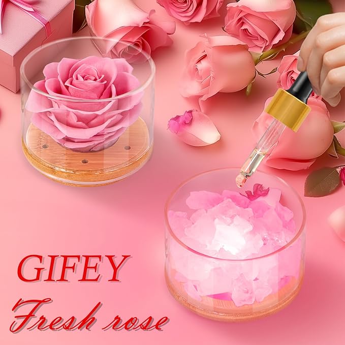 Women Gifts for Christmas Flower Gifts for Mom,Xmas Gift for Her,Preserved Pink Roses with Light,Forever Flowers Birthday Gifts for Women,Wife,Girlfriend Gifts Ideas on Birthday,Anniversary,Valentines