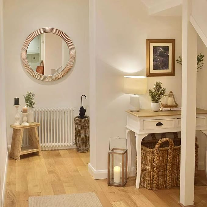 LOSOUR Round Mirror, Farmhouse Decor Solid Wood Frame Wall Circle Mirror, Decorative Mirrors for Bathroom Over Sink, Living Room, Entryway,Bedroom, Entryway, Hallway,Foyer (2, Brown, 24" L x 24" W)