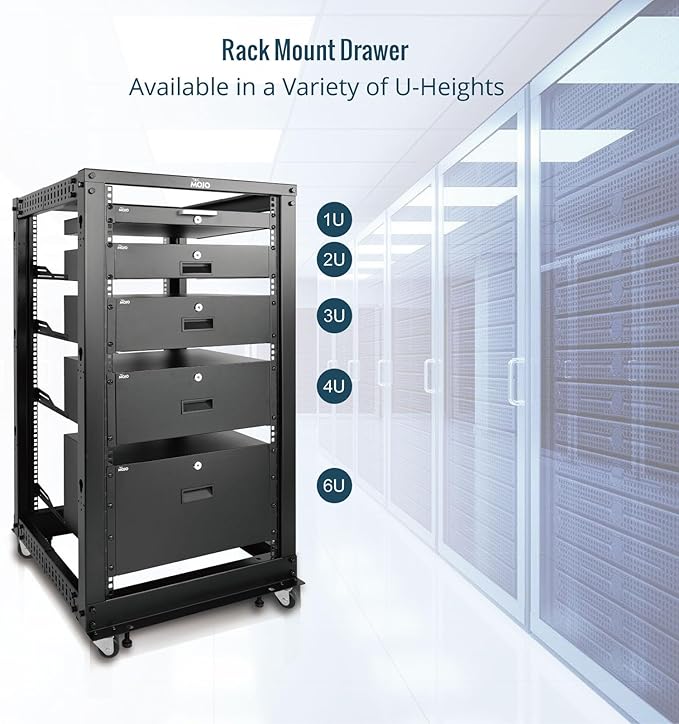 Tecmojo 3U Rack Drawer,Rack Mount Drawer for 19in Network Equipment/Server/AV Rack or Cabinet Enclosure,Sliding and Lockable Server Rack Drawer - Load-Bearing 44lb (20kg),with Cable Management Holes