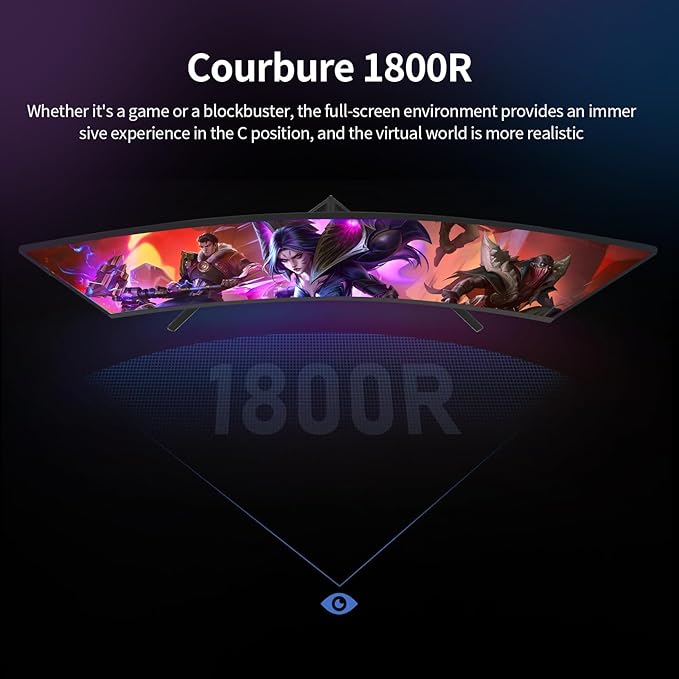 LXZ 32 Inch Curved Gaming Monitor, 165Hz 1800R QHD (2560x1440) 2K Computer Monitor with FreeSync, DP/HDMI, 122% sRGB Coverage, Wall Mountable, Eye Care for Home Office & Gaming