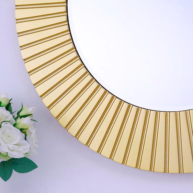 Chende Gold Mirror for Wall Decor, 30'' X 30'' Round Decorative Wall Mirror with Wood Frame, Elegant Accent Mirror for Living Room, Entryway, Bathroom