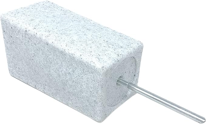 OPTIMUM Square Memorial Cemetery Flower Vase - Plastic (White Granite) with Metal Ground Spike, Grave Marker, Decorations for Gravesite, Headstone Flowers Holder, Garden Lawn & Yard