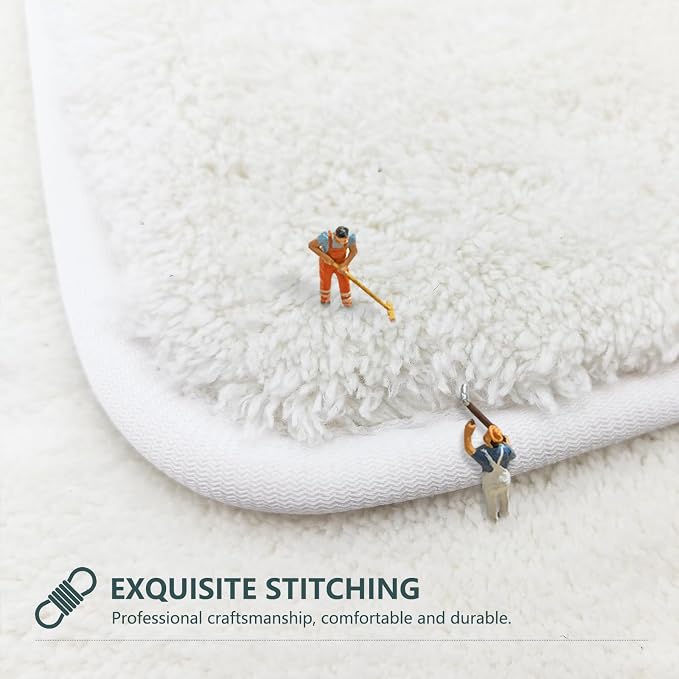 APROPHIC 20"X30" Boho Bath Rugs for Bathroom Decor Non-Slip Bath Mat Absorbent Plush Microfiber Soft Carpet Machine Washable Bath Mat for Bathrooms,Showers,Laundry Rooms,White and Green