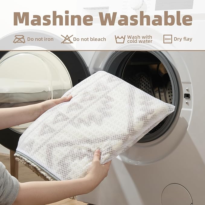 PADOOR-Waffle Bath Mat 24"x36"-Super Absorbent Bath Mats for Bathroom, Machine Washable Non Slip Bathroom Rug with Tassels, Soft Bathroom Mat for Laundry Room, Bedroom, Cream & Brown, 2'x 3'