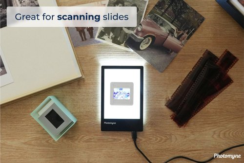 Photomyne A7 Mini Light Pad - Portable Ultra-Thin Backlight for Photo Slides & Film Scanning - Black