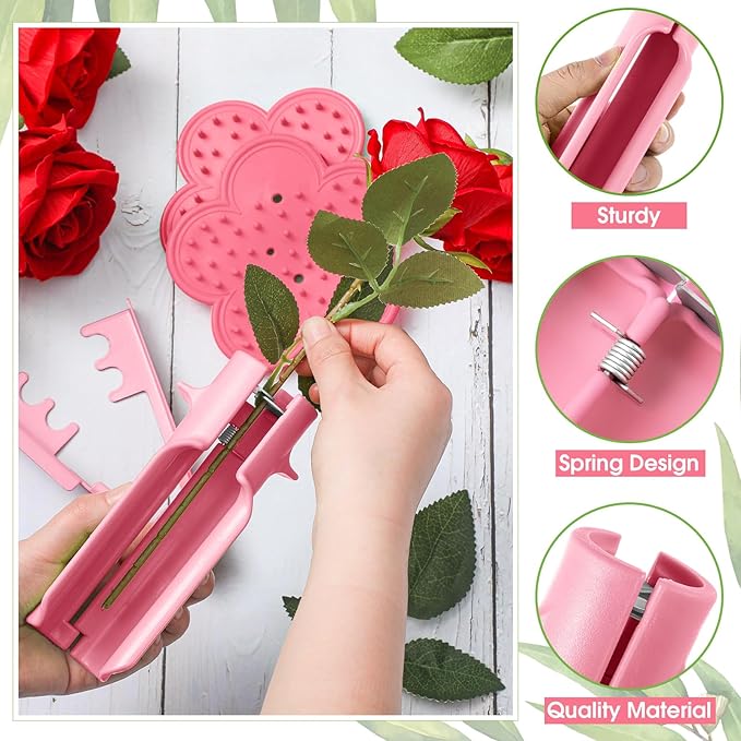 Lasnten 4 Pcs Rose Thorn Stripper Tool Thorn Remover Rose Cleaner Tool to Remove Leafs Thorns for Christmas Wedding Home Flower Shop DIY Florist Gardening Making Floral Arrangement(Pink)