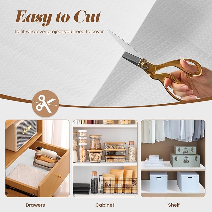 Drawer Shelf Liner for Kitchen Cabinets, Non Adhesive Slip Resistant Shelf Paper Easy to Clean, Strong Grip Thickened Waterproof Washable Mats for Pantry Shelves Cupboard Dresser, White, 17.5in x 30FT