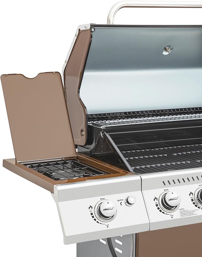 Royal Gourmet GA6402C 6-Burner Propane Gas Grill with Sear Burner and Side Burner, 74,000 BTUs, Cabinet Style Outdoor BBQ Grill for Barbecue Grilling & Backyard Cooking, Coffee