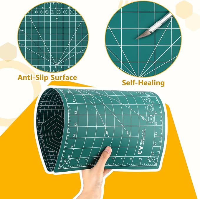 6 Pack Self Healing Cutting Mat 12" x 18" Rotary Cutting Sewing Mat Double Sided 5 Layers Craft Board for Sewing Crafts Hobby Fabric Precision Scrapbooking Project