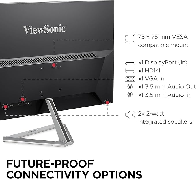 ViewSonic VX2476-SMHD 24 Inch 1080p IPS Monitor with FreeSync, Ultra-Thin Bezels, HDMI and DisplayPort