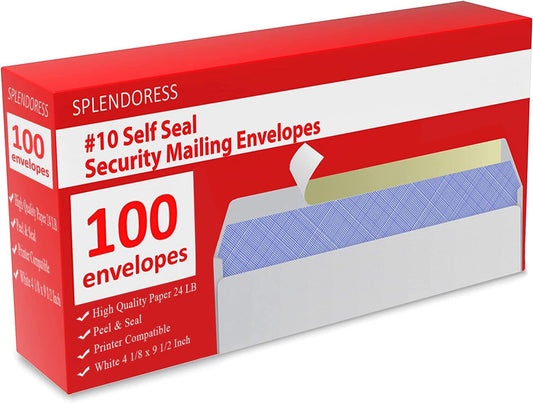 #10 Envelopes by [Brand Name] - Self-Seal Business Mailing Security | 100 Tinted White Windowless | 4-1/8 x 9-1/2 Inches