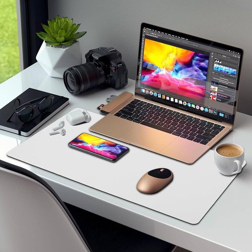 Large Leather Desk Pad Protector by [Brand Name] - Non-Slip Durable Office Mat for Writing & Computer Use | White 27.5" x 13.7"