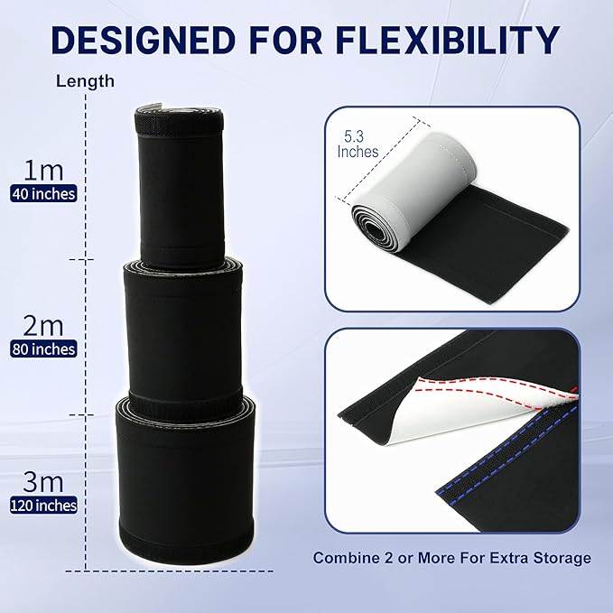 Cable Management Sleeve 10ft (120 inch) - 1.5 inch, Hook-and-Loop Cuttable Neoprene Cord Organizer, Split Wire Reversible Cord Protector for TV USB PC Ethernet Cable Hider Protect Pets Kids