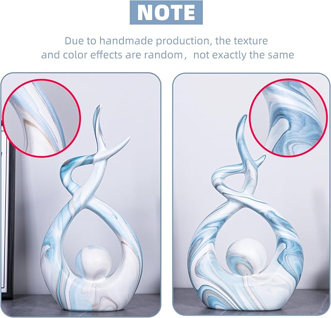 Blue Sculptures Home Decor, Dining Room Table Centerpiece Living Room Decor, Ceramic Statues Shelf Decor, Modern Abstract Art Desktop Entrance Table Decorations (Set of 2, 9.84" H & 8.86" H)