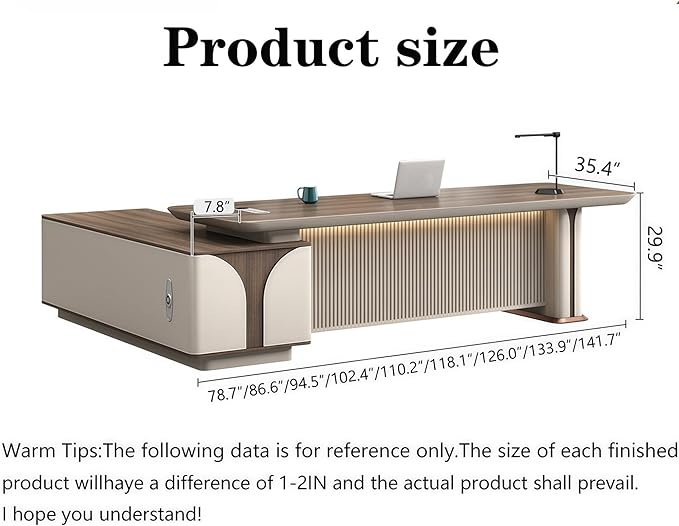 Modern L Shaped Desk, 141.7 inch Large Desk with Storage, Executive Desks for Home Office No Installation Required with Drawers and Lockable