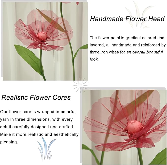 Giant Flowers for Decoration,Wedding Reception Essential Decoration,5.6 Ft Tall Artificial Silk Flower,Party Banquet Background Decor,Home Decor（Red）