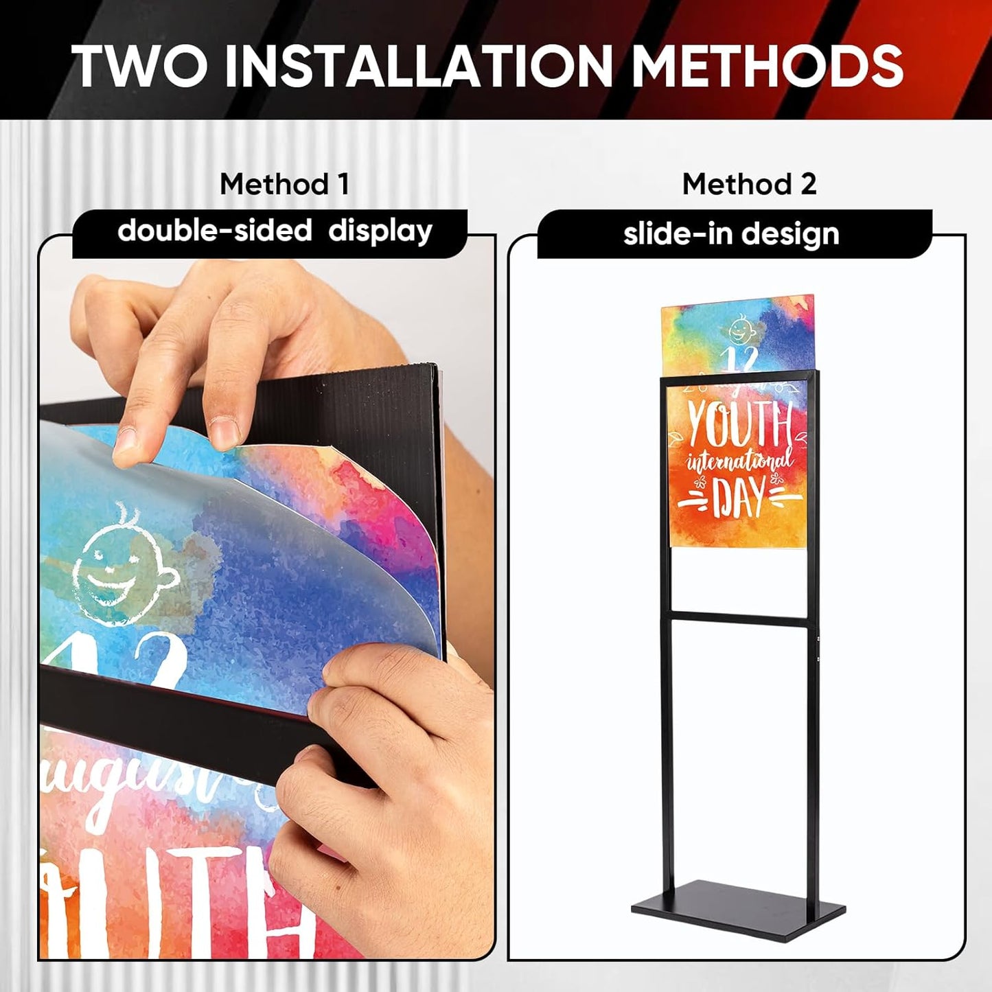 Skiennix Heavy-Duty Sign Holder Stand - Double-Sided 22x28 Inch Poster Display for Indoor Use