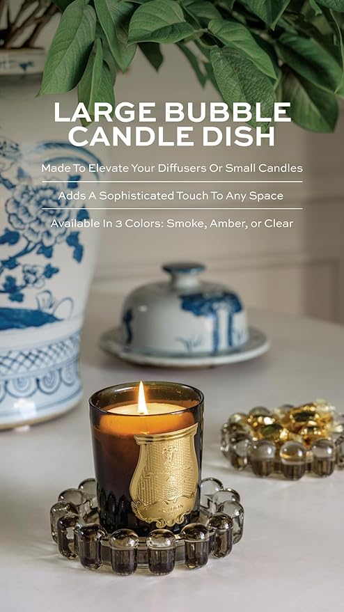 Alice Lane Original Bubble Candle Dish Large – Chic Clear Glass Candle Dish for Home Decor – Decorative Modern Candle Holder for Small Candles & Diffusers