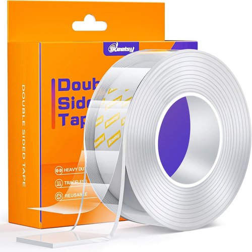 Heavy Duty Double Sided Tape by Upgraded - Extra Large Nano Adhesive for Picture Hanging | 1.18 x 120 In, Clear & Tough