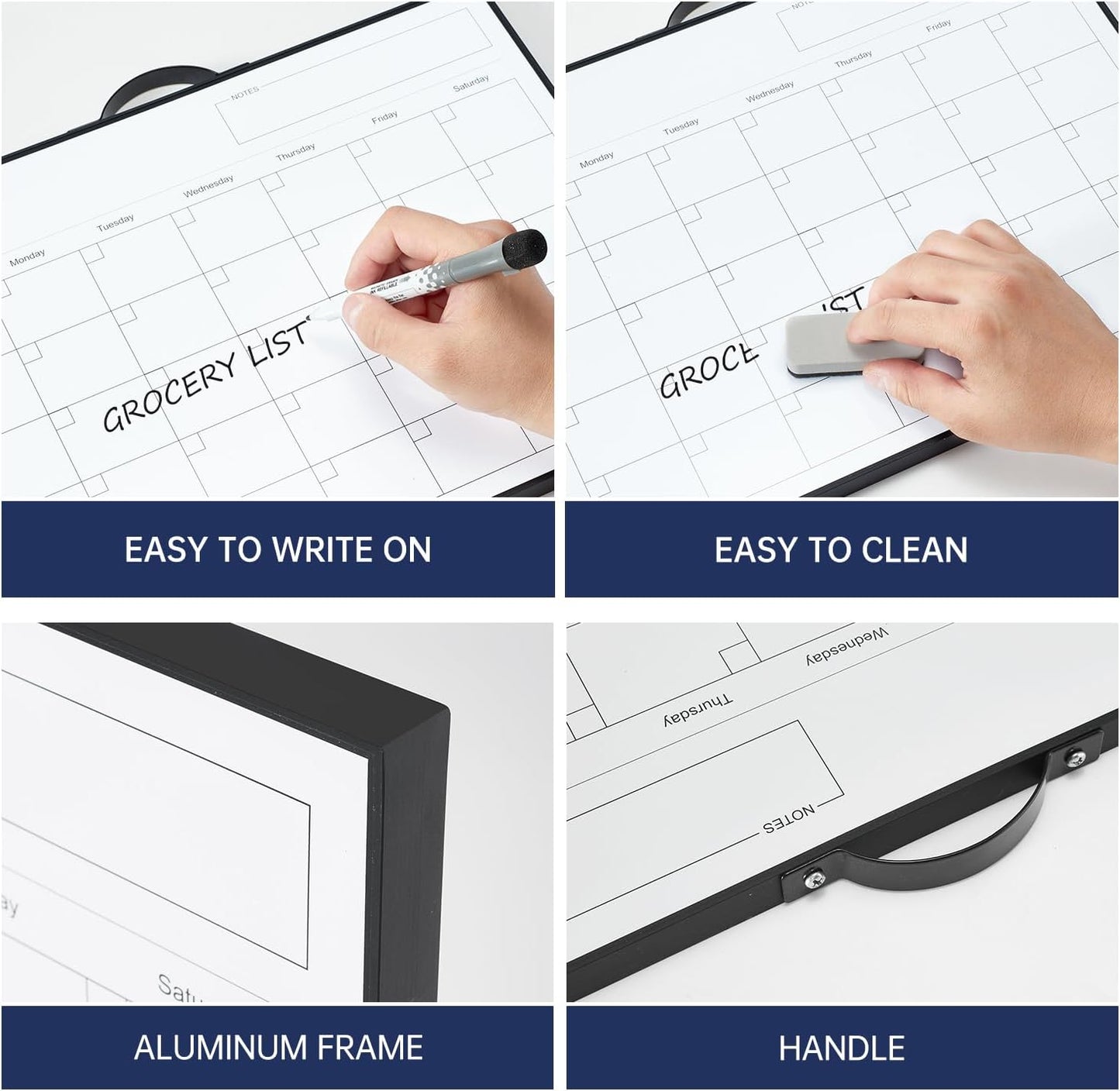 TSJ OFFICE Small Whiteboard - 16" X 12" with Calendar Feature for Efficient Planning