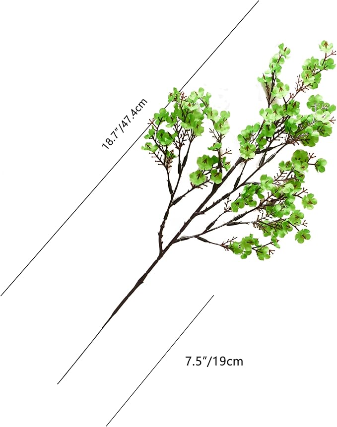 Mandy's Green Artificial Baby’s Breath European Flowers 6 Bundles Silk Gypsophila with Bendable Stems for Fall Thanksgiving & Christmas Centerpiece Wedding Decor and Table Arrangements