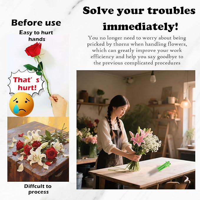 Rose Thorn Stripper Tool Thorn Remover Leaf Stripper Tool Flower Cleaner Cutter Flower Shop Gardening Floral Arrangements Clean Stem Green New Upgrades Efficient for Home Professional Florist
