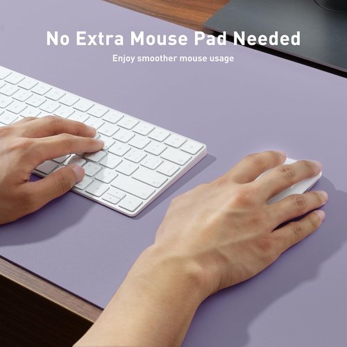 Aothia Leather Desk Pad Protector - Large Non-Slip PU Leather Mat | Waterproof Writing Pad (23.6" x 13.7", Lavender)