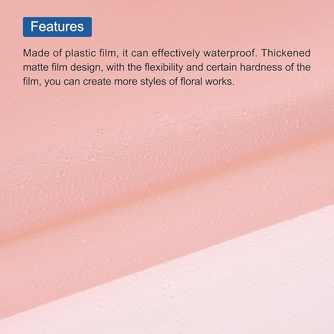 MECCANIXITY Flower Wrapping Fog Paper 22.8x22.8 Inch Waterproof Matte Floral Wrapping Paper for DIY Crafts, Gift/Gift Box Packaging Light Pink 20 Pcs