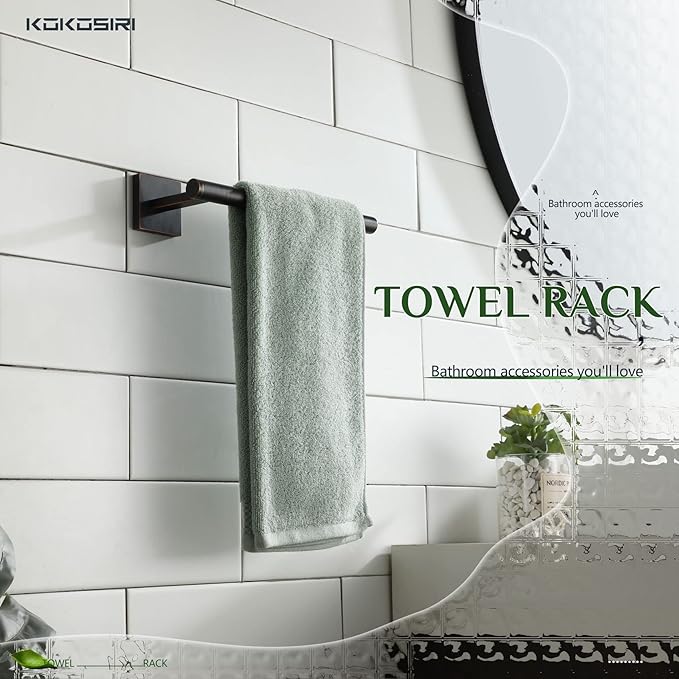 KOKOSIRI Bathroom Towel Bar Hand Towel Holders Wall Mount Toilet Kitchen Cabinet Paper Holder Stainless Steel Bath Accessories Oil Rubbed Bronze, B3008ORB