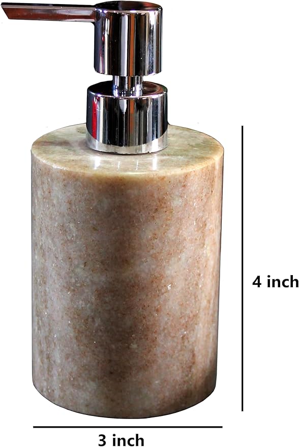 KLEO Soap Dispenser Lotion Dispenser - Made of Natural Stone - Luxury Bathroom Accessories Bath Set (Brownish)
