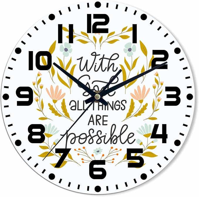 Everything is Possible Wall Clock 10 inch Round Silent Non Ticking Wood Wall Clocks Battery Operated Easy to Read Decorative Wall Clock for Bedroom Kitchen Living Room Bathroom