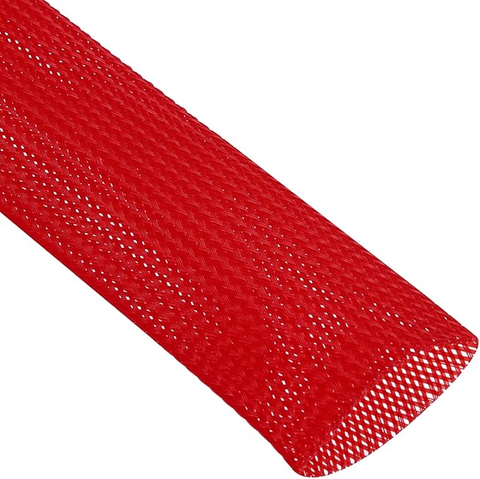 uxcell Expandable Sleeving, 1 1/2-inch 25ft Cable Sleeve, Red