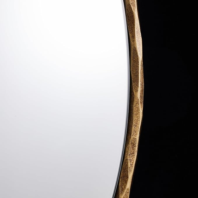 ANDY STAR 30 Inch Hand-Forged Round Gold Mirrors, Hammered Round Bathroom Mirror for Over Sink, Brass Vanity Circle Mirror for Antique, Vintage, Farmhouse, Rustic, Solid Steel Metal Frame
