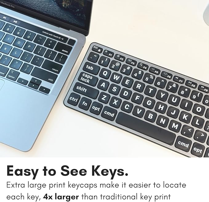 Macally Wired Keyboard for Mac (USB C + A) - Large Print and Backlit for Apple - 107 Key Full Size Large Letters USB C Keyboard for MacBook Pro/Air, Mac mini, iMac