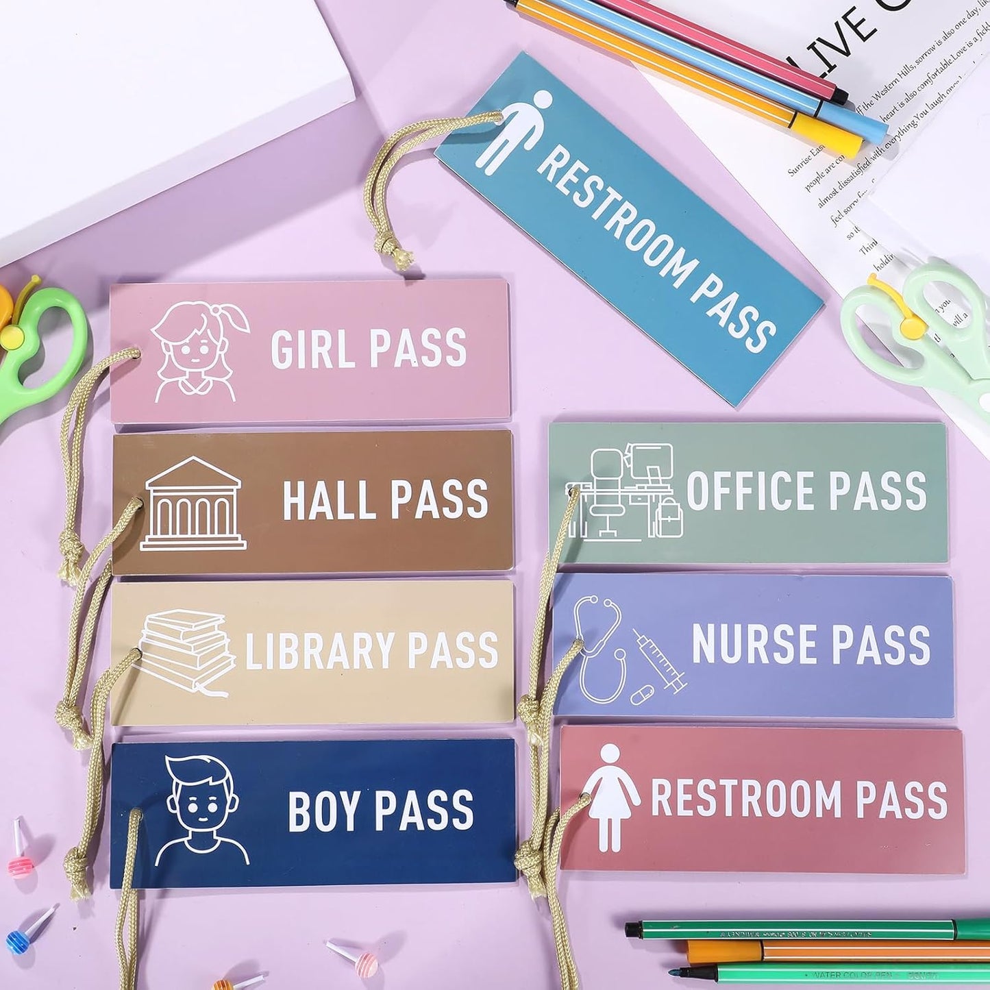 Tellegloww Magnetic Hall Pass Set - 8 Reusable Waterproof Passes for Kids | Classroom Decor